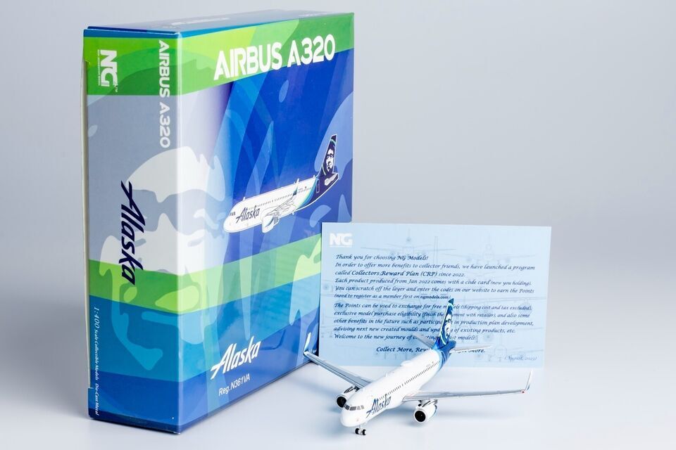 1:400 NG Model Alaska AIRBUS A320 Passenger Aircraft Diecast Airplane Model