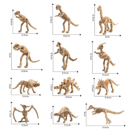 12pcs Dinosaur Toys Fossil Skeleton Simulation Model Set Mini Action Figure
