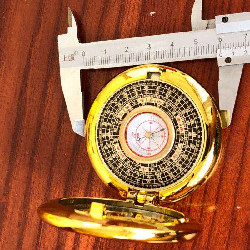 Old Pocket Feng Shui Compass Luo Pan Tool Dowsing Rod Master Blessed Home Decor