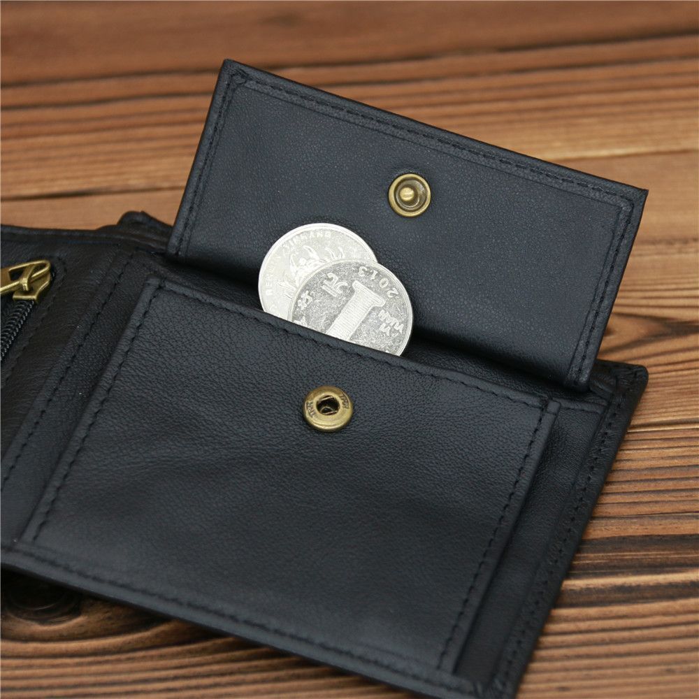 Genuine Leather Short Wallet Purse Cowhide Wallets Coin Pocket Card Money Holder