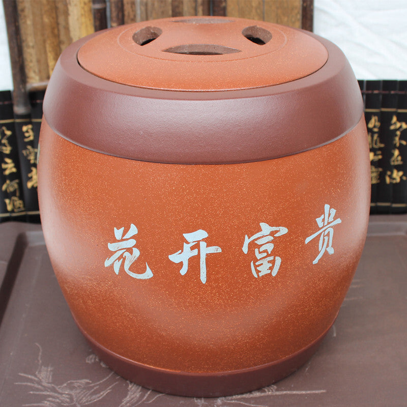 Real Yixing Zisha Purple Clay Tea Canister With Lid Sealed Floral Relief Big Jar