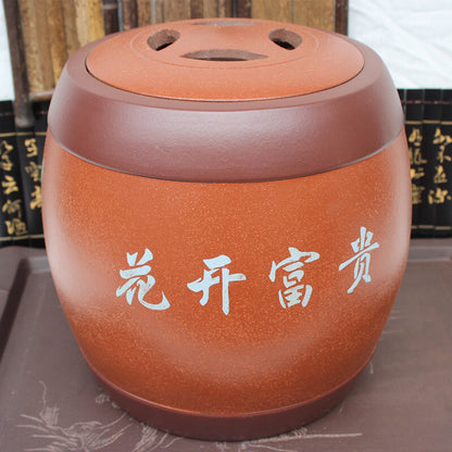 Real Yixing Zisha Purple Clay Tea Canister With Lid Sealed Floral Relief Big Jar