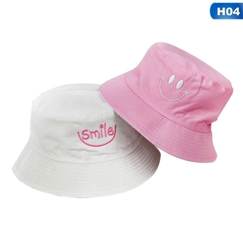 Bucket Hat Korean Men Women Smile Reversible Outdoor Fisherman Cap Nice Gift