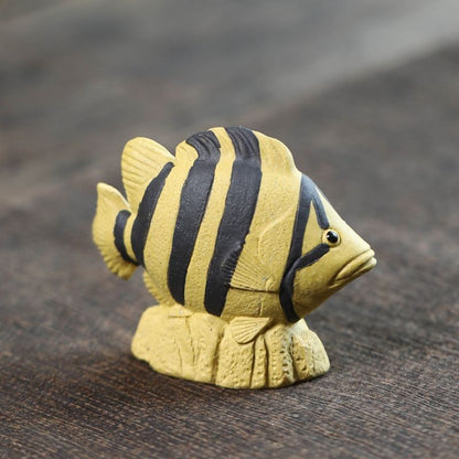 Zisha Tea Pet Three Stripe Tiger Fish Ornament Yearly Surplus Tea Decor