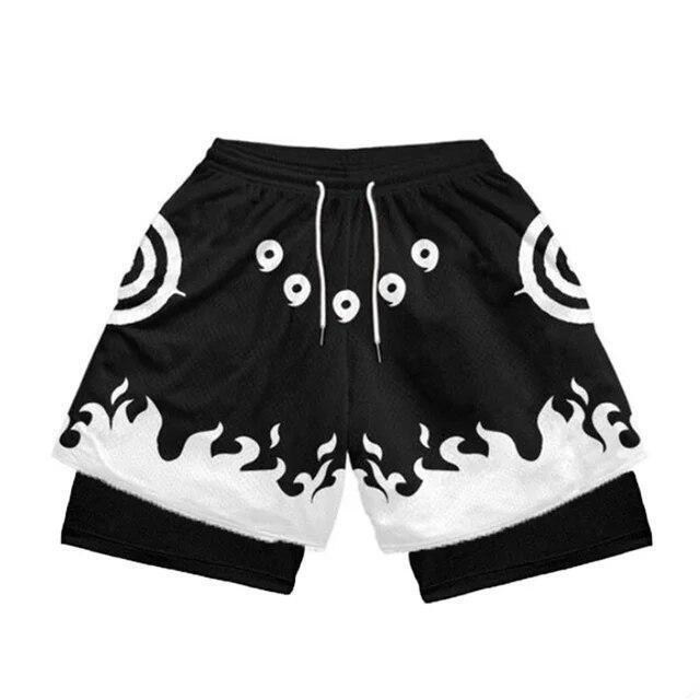 2 in 1 Itachi Quick Dry Short Anime Running Training Joggers Fitness Gym Sports