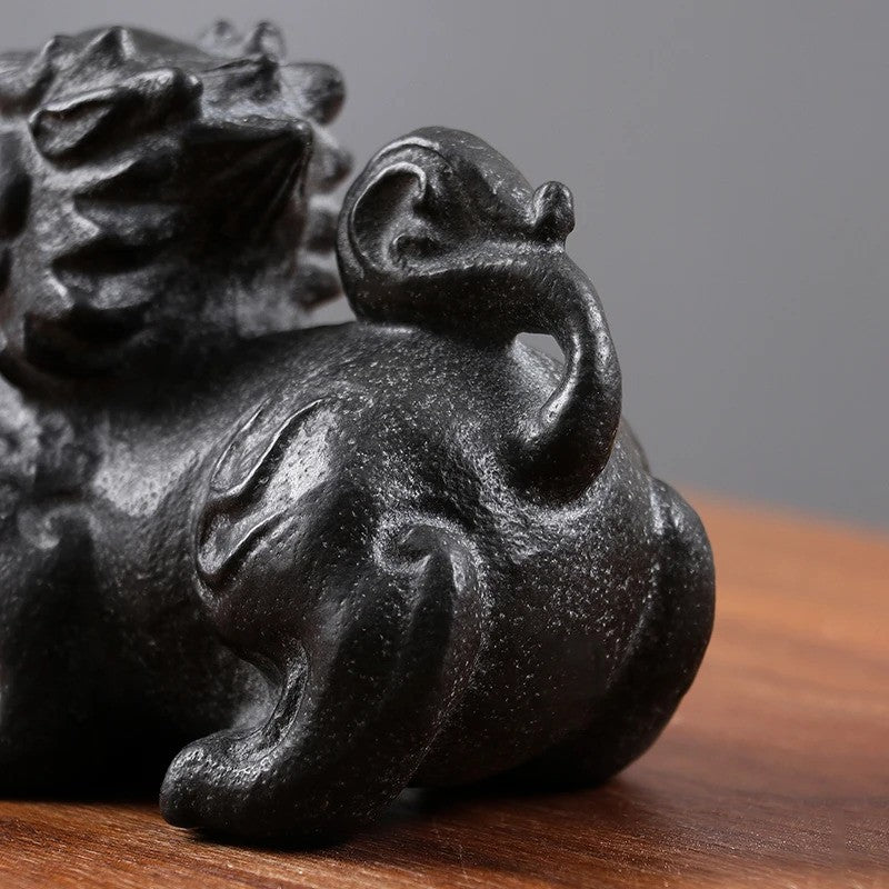 9cm Natural Handmade Stone Kylin Chinese Mascot Statue Tea Pet Sculpture Crafts
