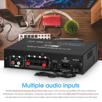 AK35 Mini Bluetooth 5.0 Stereo Audio Amplifier Car Home HiFi Music USB FM AMP