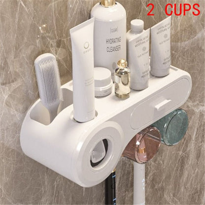 Wall Mounted Toothbrush Holder with Toothpaste Dispenser