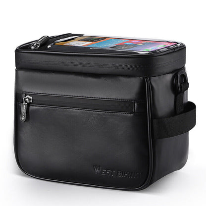 Waterproof PU Leather Bicycle Handlebar Touch Screen Bag Insulated Coolers Box