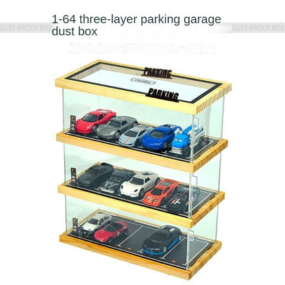1:64 Scale Mini Car Model Parking Lot Show Case Dustproof Storage Box