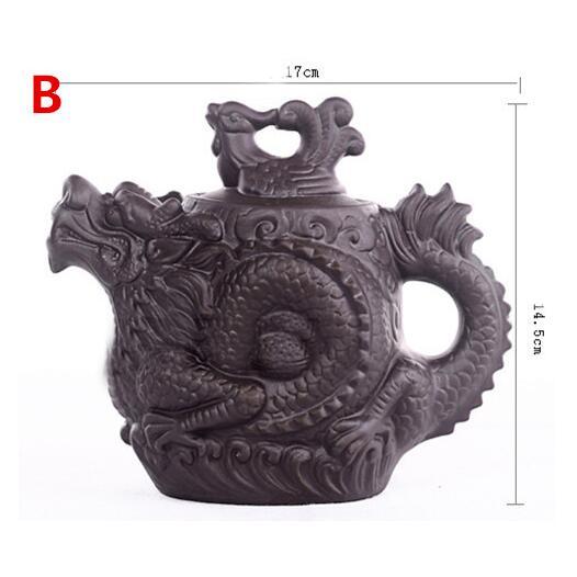 Ceramic Teapot Tea Pot Dragon Phoenix Tea Kettle Tea Infuser Purple Clay Tea Set