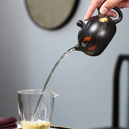 200ml Boutique Yixing Purple Clay Teapots Raw Ore Black Mud Xishi Tea Pot Zisha
