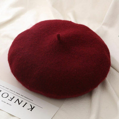 Women Beret Cap Winter Warm Wool Hat Fashion Elegant Plain Hiking Thermal 1 PC