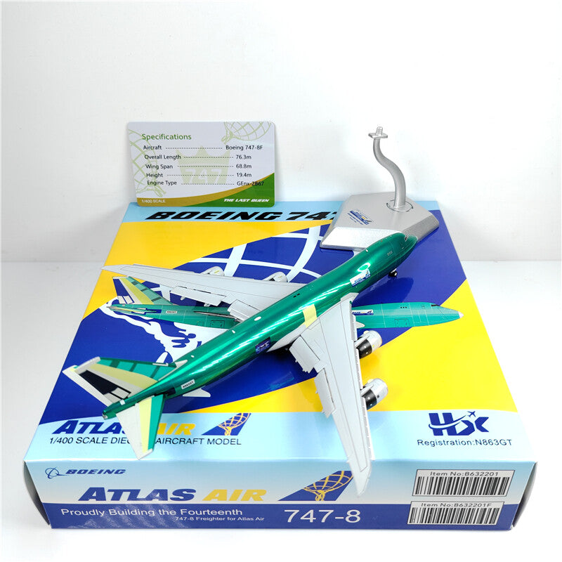 1:400 HX Model ATLAS AIR BOEING B747-8F Aircraft Airplane Diecast Plane Model