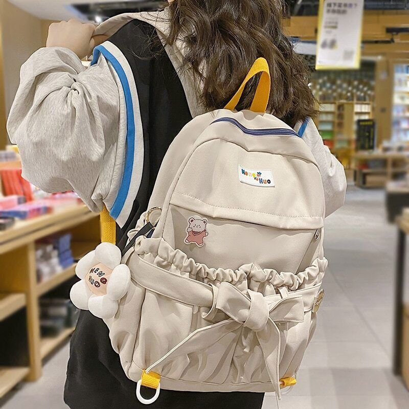 Women Backpack Open Pockets Bow School Bags Teenager Girls Travel Backpacks