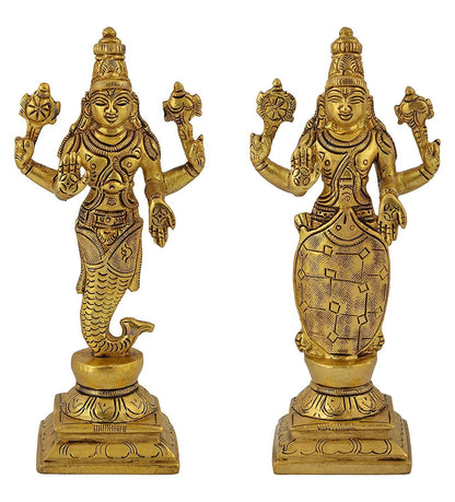 Brass Dashavatara of Lord Vishnu Statues Ten Incarnations Avatars Idol Figurines