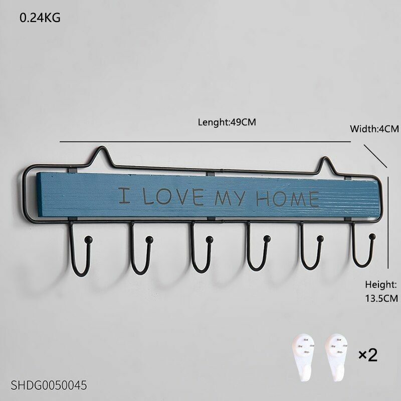 Key Holder Hanger Wall Hanging Wood Wall Organizer Rectangle House Shape Rack