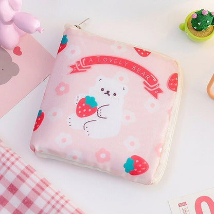 Storage Bag Napkin Pouch Cosmetic Bags Organizer Makeup Purse Nylon Black Travel