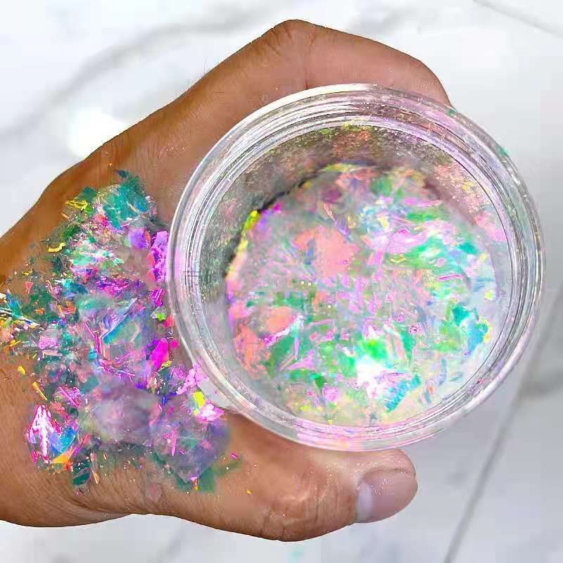 Nail Art Acrylic Glitter 5ml Jar Pigment Ultra-Thin Fire Opal Flake Powder Paint