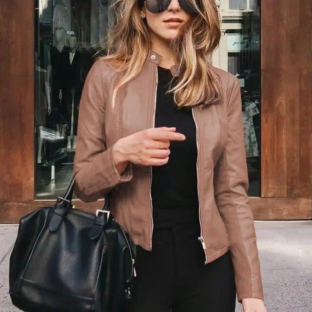 Leather Faux Women's Jacket Women Thin New Moto Biker Zipper Black NEW *20% OFF*