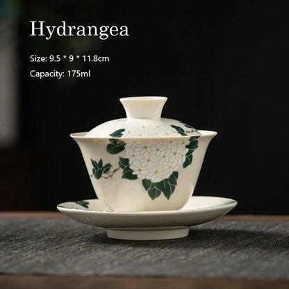 Japanese Grass Grey Ceramic Cover Bowl Tai Li Bowl Tea Has A Cover Bowl 175ml