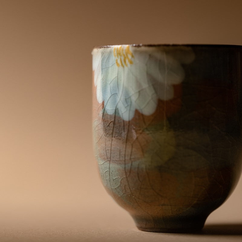 50ML Delicate Retro Zen Hand-painted Ice Cracked Glaze Daisy Tea Cup Tea Set