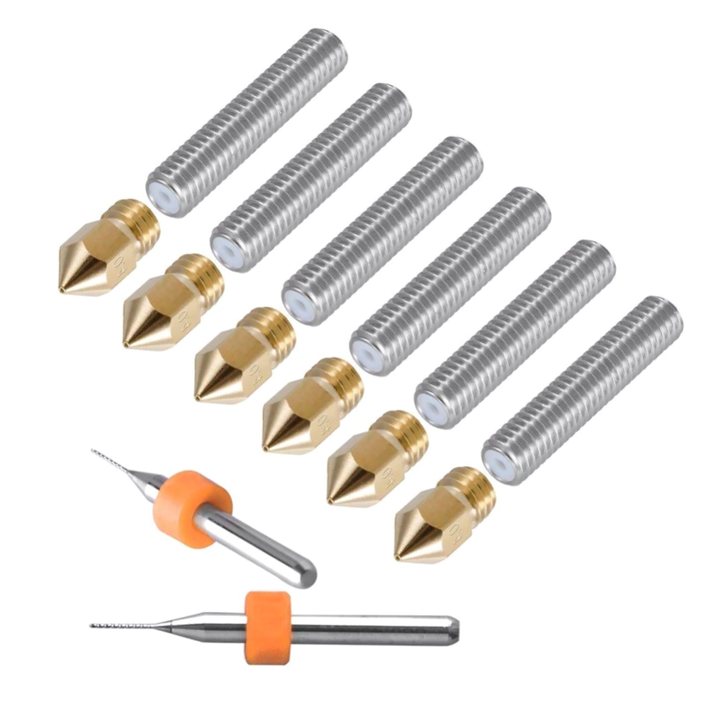 3D Printer Extruder Brass Head Nozzle+M6 Throat Tube + Drills Accessory Parts C