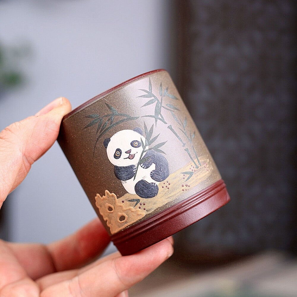 Handmade Tea Cup 130ml Marked Master Cup Real Yixing Zisha Purple Clay Panda New