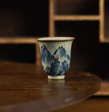 handpainted Jingde town porcelain tea cup crackle glaze fragrance smelling cup