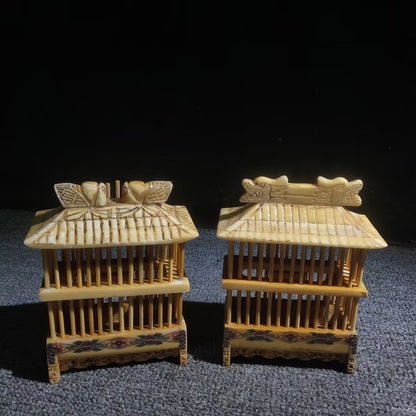 Unique Bone Carved Cricket Cage Grasshopper Small Animal Pet House Pet Collect
