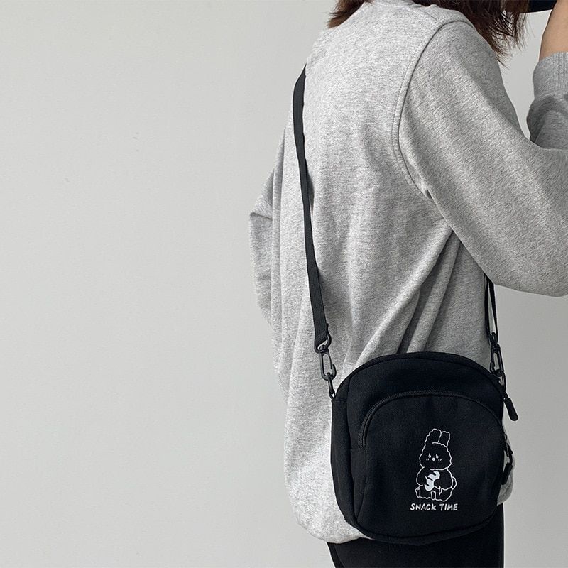 Rabbit Canvas Small Crossbody Bag Casual Student Vintage Purse Handbag Shoulder