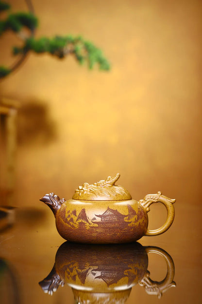 Yixing Purple Clay Teapot Hand Carving Section Mud Kettle Chinese Filter Teapot