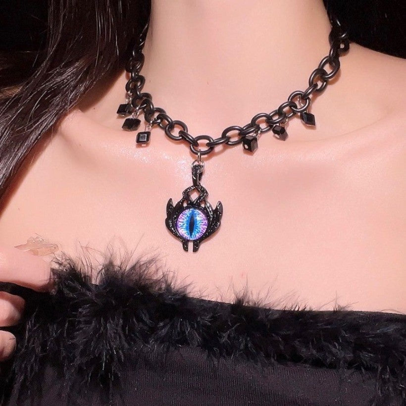 Dark Style Devil's Eye Necklace Hip Hop Choker Punk Clavicle Chain Jewelry