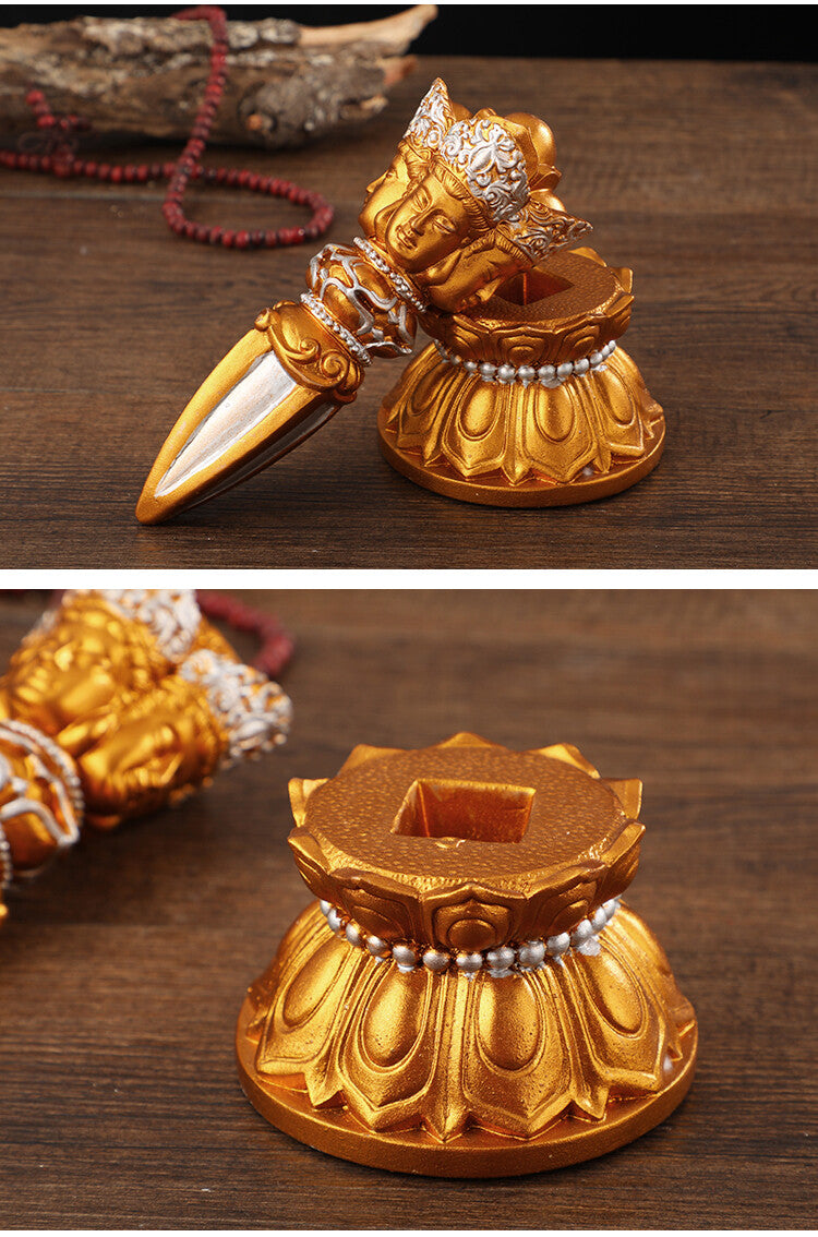 7.4" Buddhist Pestle Resin Handicraft Tibetan Buddha Statue Decorative