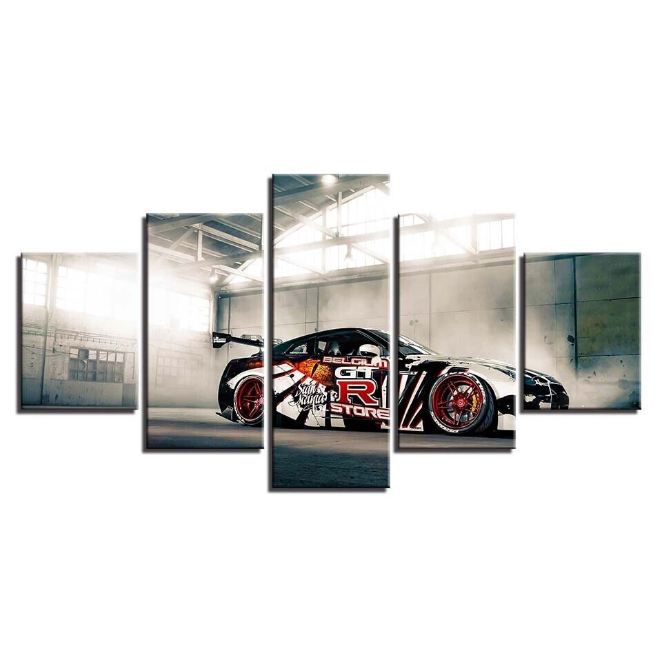 Nissan GTR Car Sport Car Canvas Prints Painting Wall Art Home Decor Poster 5PCS