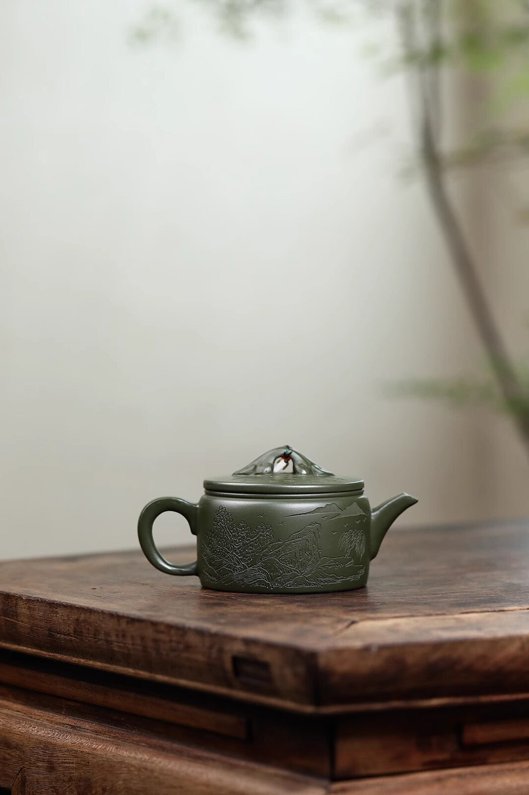 220cc chinese Yixing Handmade Zisha teapot Green Clay HanWa Gongfu Hu Tea Pot