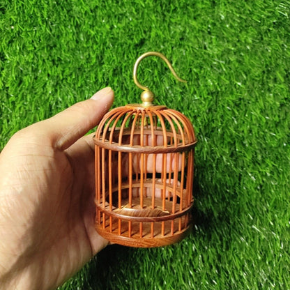 Bamboo Mini Insect Cage Handmade Katydid Cricket Cage Ornament 7cm Diameter