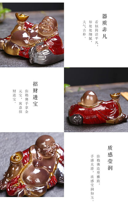 11.5cm Color Changing Tea Pet Ornaments Maitreya Buddha Tea Tray Tea Set