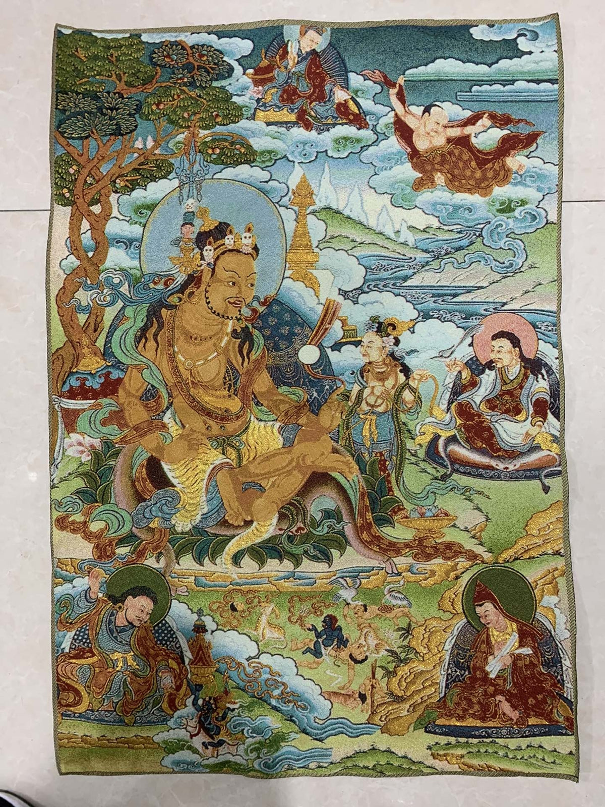36"Tibet Tibetan Cloth Silk Guru Padmasambhava Eight Change Tangka Thangka Mural