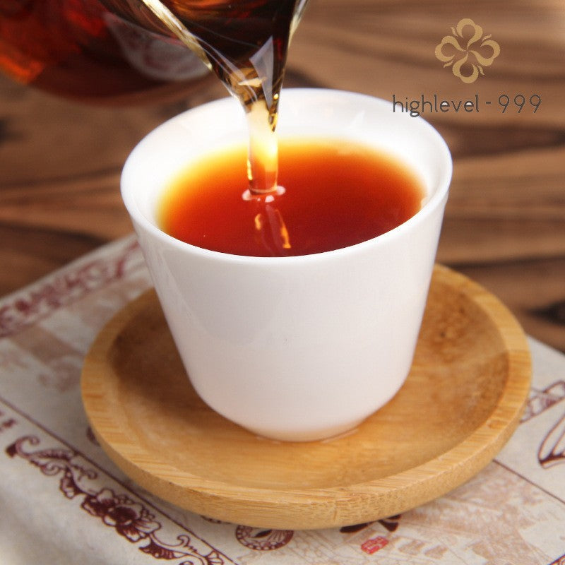 250g Ripe Puer Tea Brick Bulangshan Menghai Yunnan Camphor Aroma Aged Tea