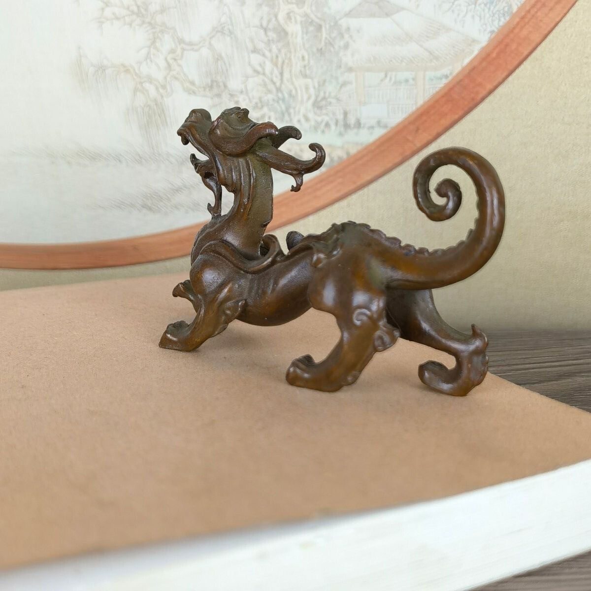 Chinese Bronze Dragon Figure Statue Collectable Tea Pet Table Decoration