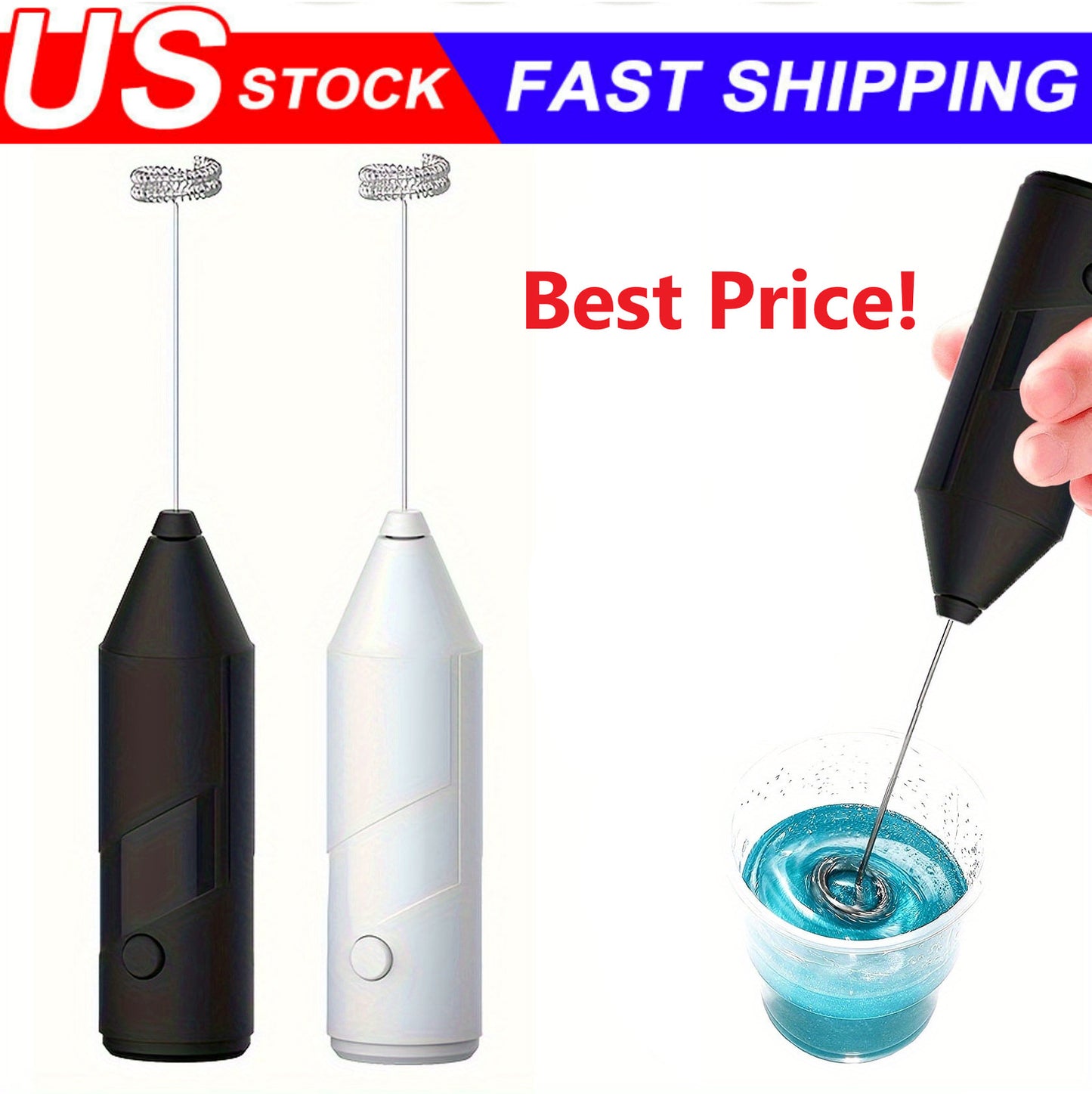 Battery Operated Handheld Electric Milk Frother Mini Coffee Whisk Drink Stirrer