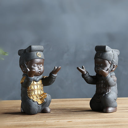 Terracotta Warriors Statue Holder for Pen Brush Rack Yixing Zisha Tea Pet China