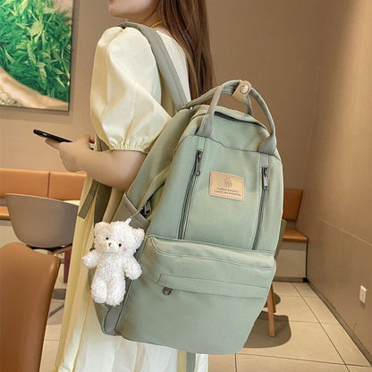Double Zipper Backpack Buckle Travel Bag Laptop Backpack Student Schoolbag Nylon