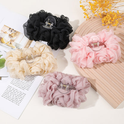 Large Chiffon Flower Bow Hair Claw Clip Hairgrip Hair Clamp Jaw Barrettes Women