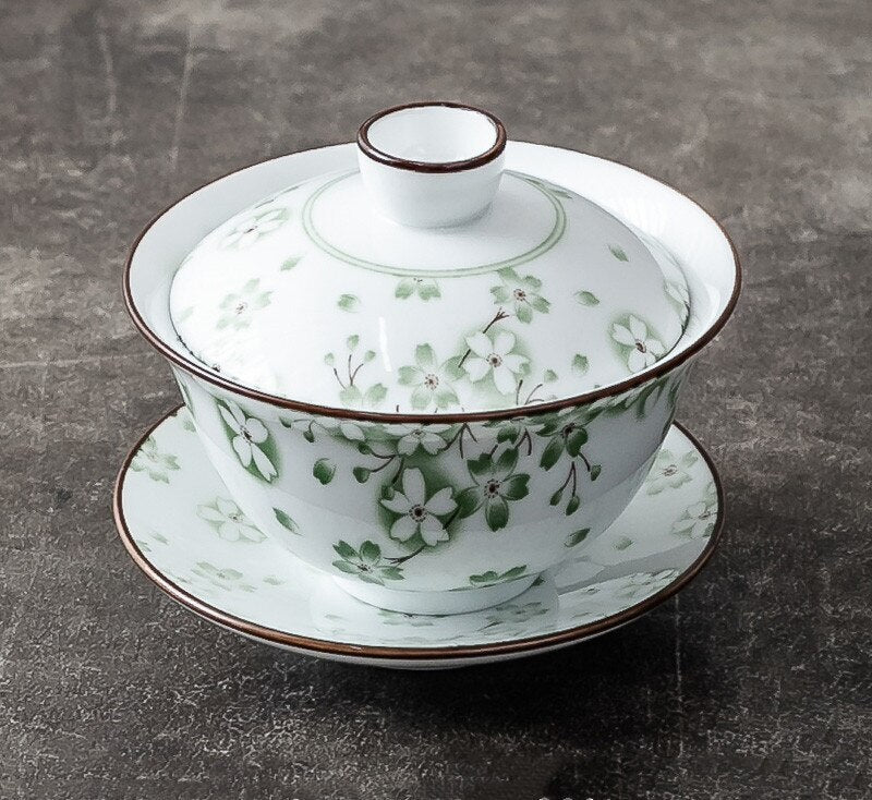 1pc 3.8" Chinese Blue and White Handmade Ceramic Teacup Travel Portable Gaiwan