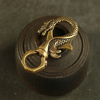 Vintage Copper Dragon Figurines Small Ornaments Animal Car Key Chains Crafts