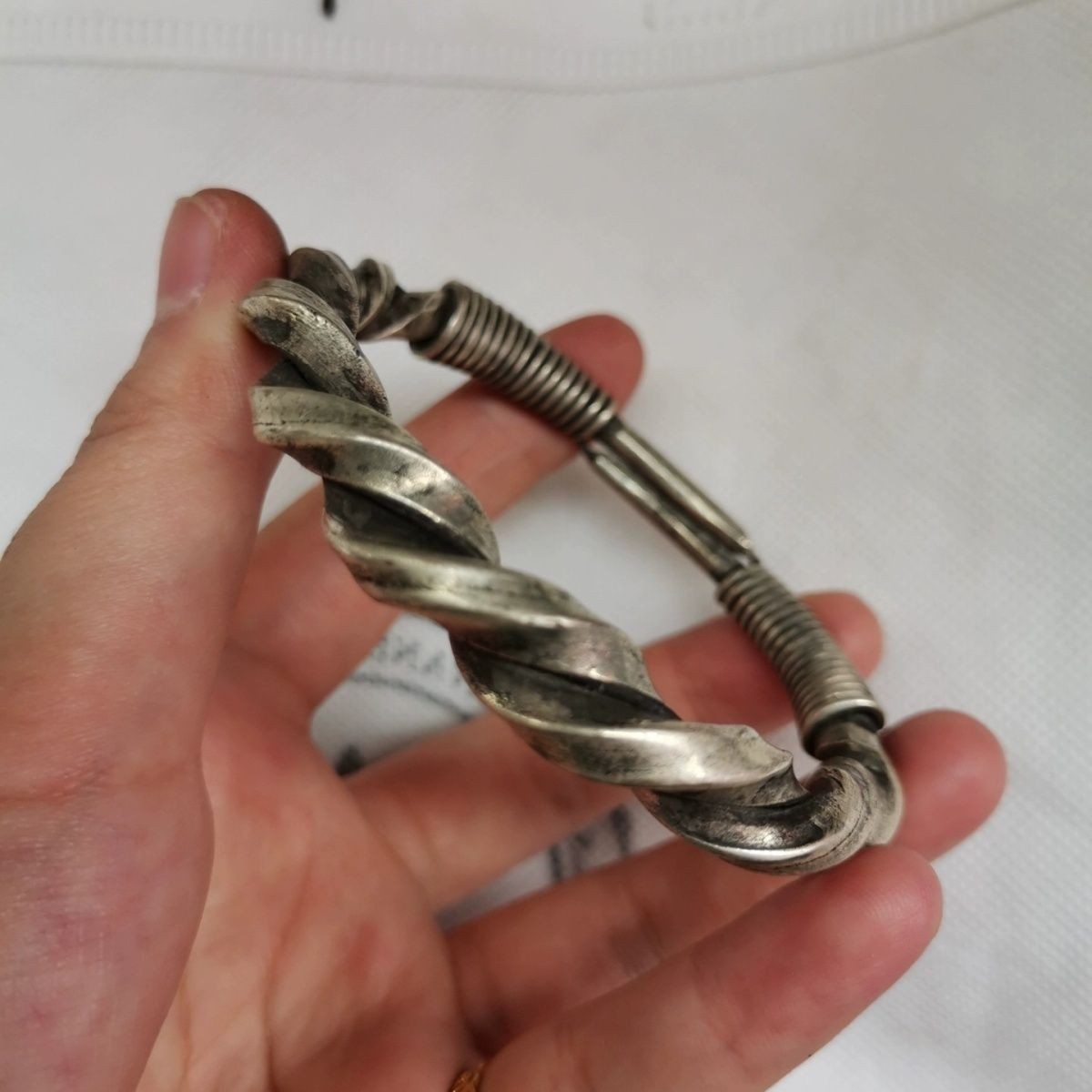 Ethnic Twist Bangle Unisex 45g Vintage Tibetan Silver Braided Jewelry