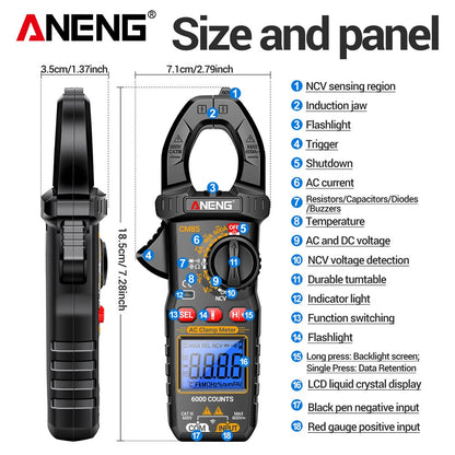 ANENG CM85 Digital Multimeter Tester AC DC Volt Ohm Amp Clamp Meter Auto Range