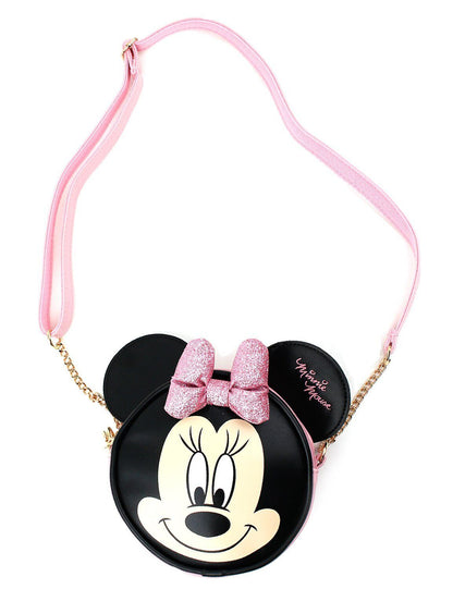 WINGHOUSE X Minnie 3D Glitter Bow Crossbody Purse Small Chest Sling Bag Pink